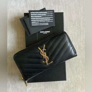 Saint Laurent Cassandre Zip Around Continental Wallet